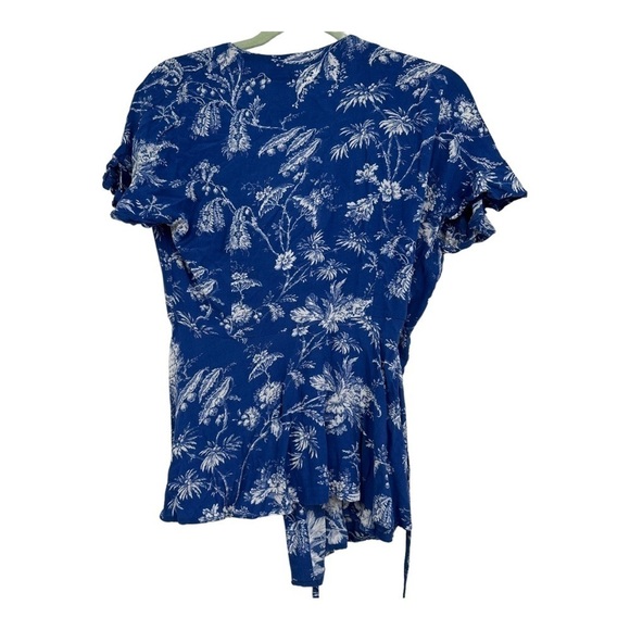 Maeve Clarita Wrap Top floral by Anthropologie Hawaiian Vintage Print Size 10 - Picture 3 of 6